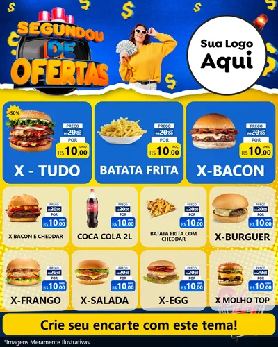 Modelo de Rede Social para Feed Instagram com o tema Segundou de Ofertas para Hamburgueria
