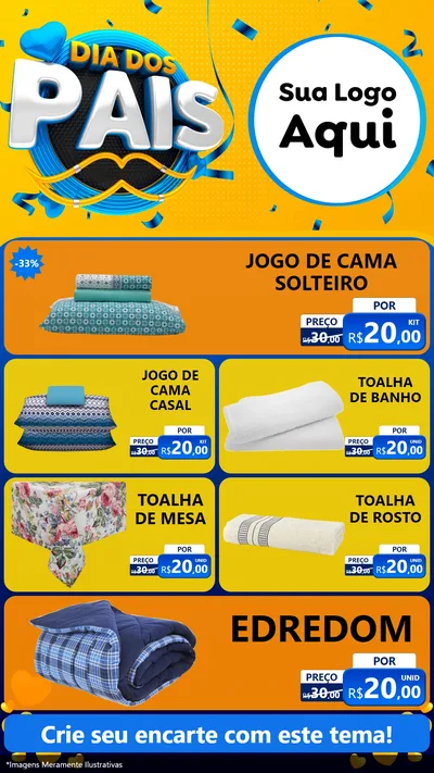 Modelo de TV para TV Vertical com o tema Dia dos Pais para Cama, Mesa e Banho