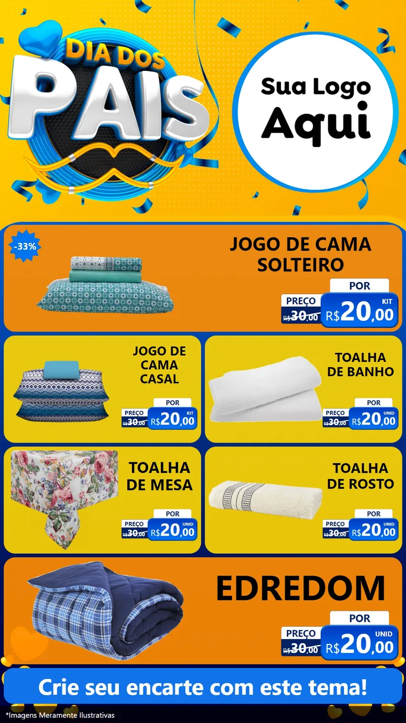 Modelo de TV para TV Vertical com o tema Dia dos Pais para Cama, Mesa e Banho