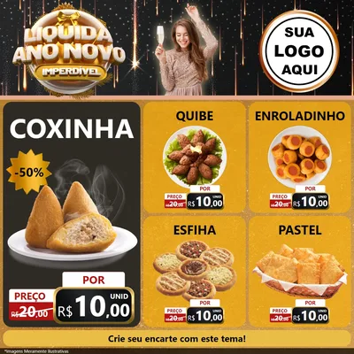Modelo de Rede Social para Feed Facebook com o tema Liquida Ano Novo Imperdível para Salgadaria