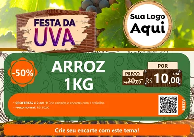 Modelo de Cartaz para Cartaz A4 Horizontal com o tema Festa da Uva para Supermercado