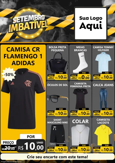 Modelo de Encarte para Encarte A4 Vertical com o tema Setembro Imbatível para Roupas e acessórios