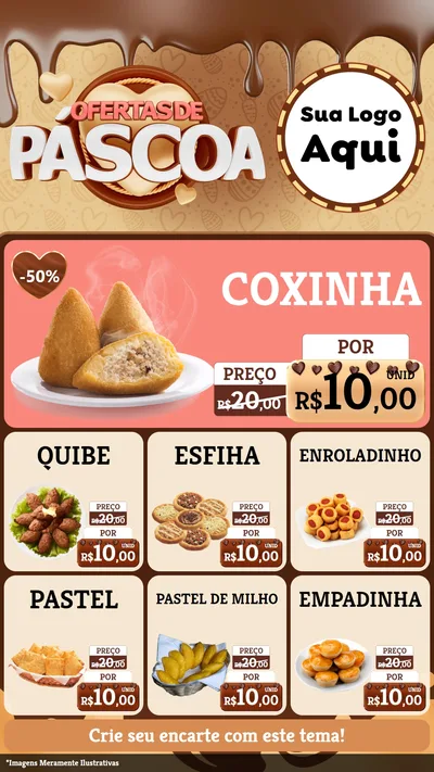 Modelo de Rede Social para Stories com o tema Ofertas de Páscoa para Salgadaria