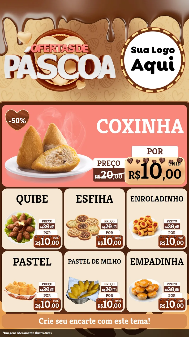 Modelo de Rede Social para Stories com o tema Ofertas de Páscoa para Salgadaria