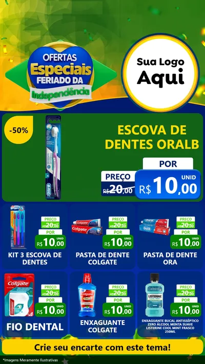 Modelo de Rede Social para Stories com o tema Ofertas Especiais Feriado da Independência para Higiene Pessoal
