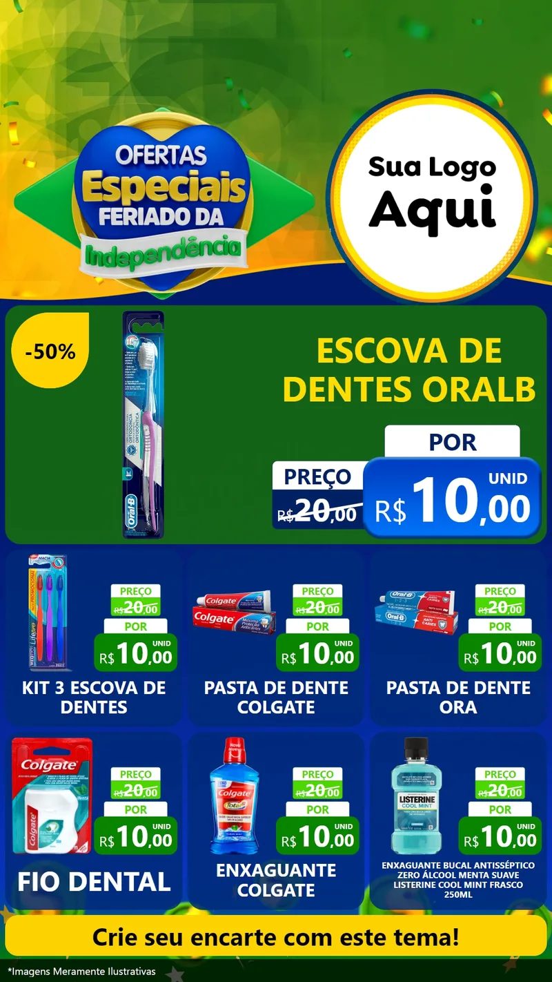 Modelo de Rede Social para Stories com o tema Ofertas Especiais Feriado da Independência para Higiene Pessoal