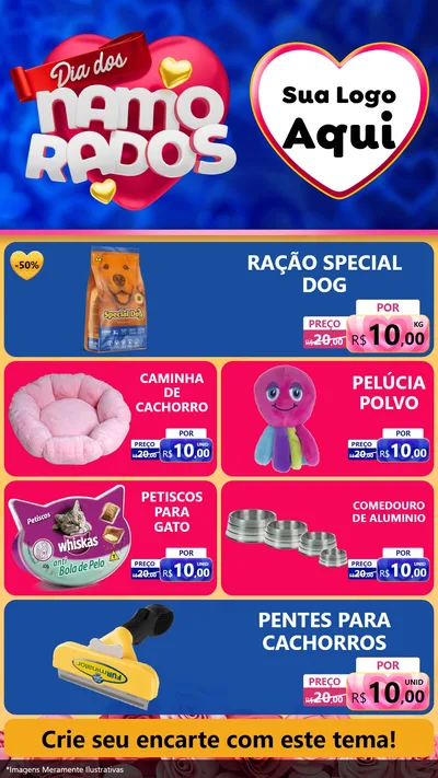 Modelo de TV para TV Vertical com o tema Dia dos namorados para Pet Shop
