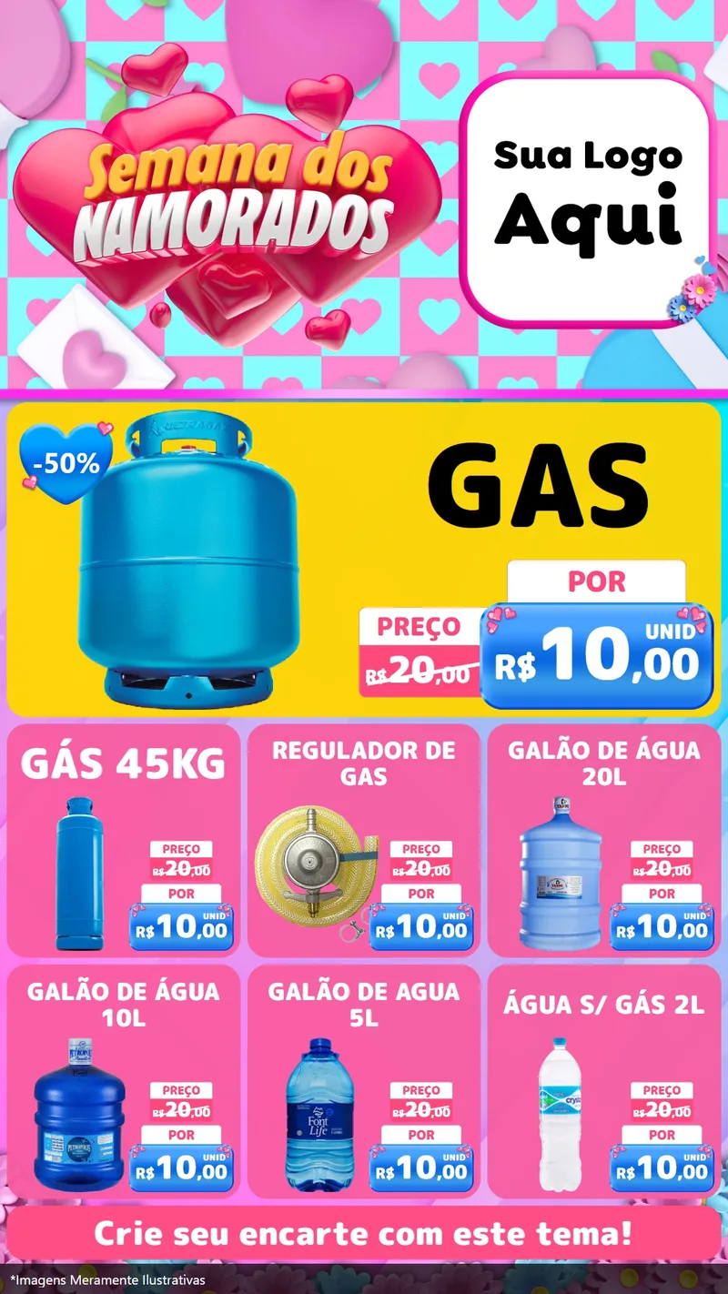 Modelo de Rede Social para Stories com o tema Semana dos Namorados para Água e gás