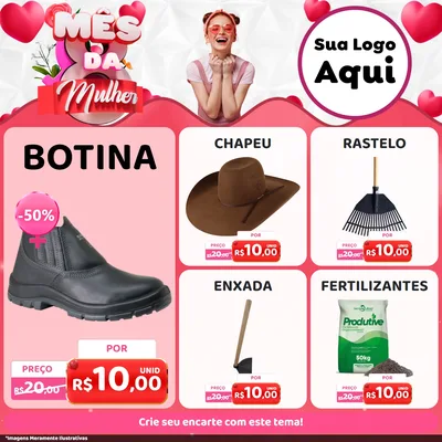 Modelo de Rede Social para Feed Facebook com o tema Mês da Mulher para Agropecuária