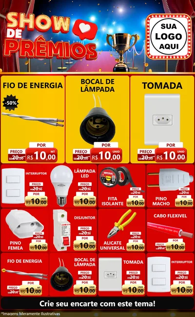 Modelo de Encarte para Encarte Grande com o tema Show de Prêmios para Materiais Elétricos