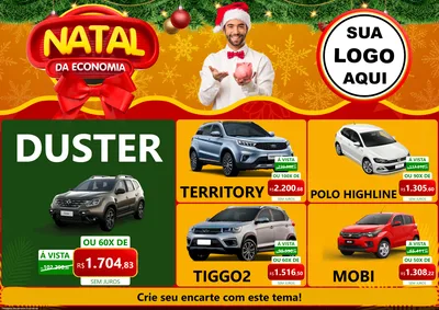 Modelo de Encarte para Encarte A4 Horizontal com o tema Natal da Economia para Concessionaria de Carros