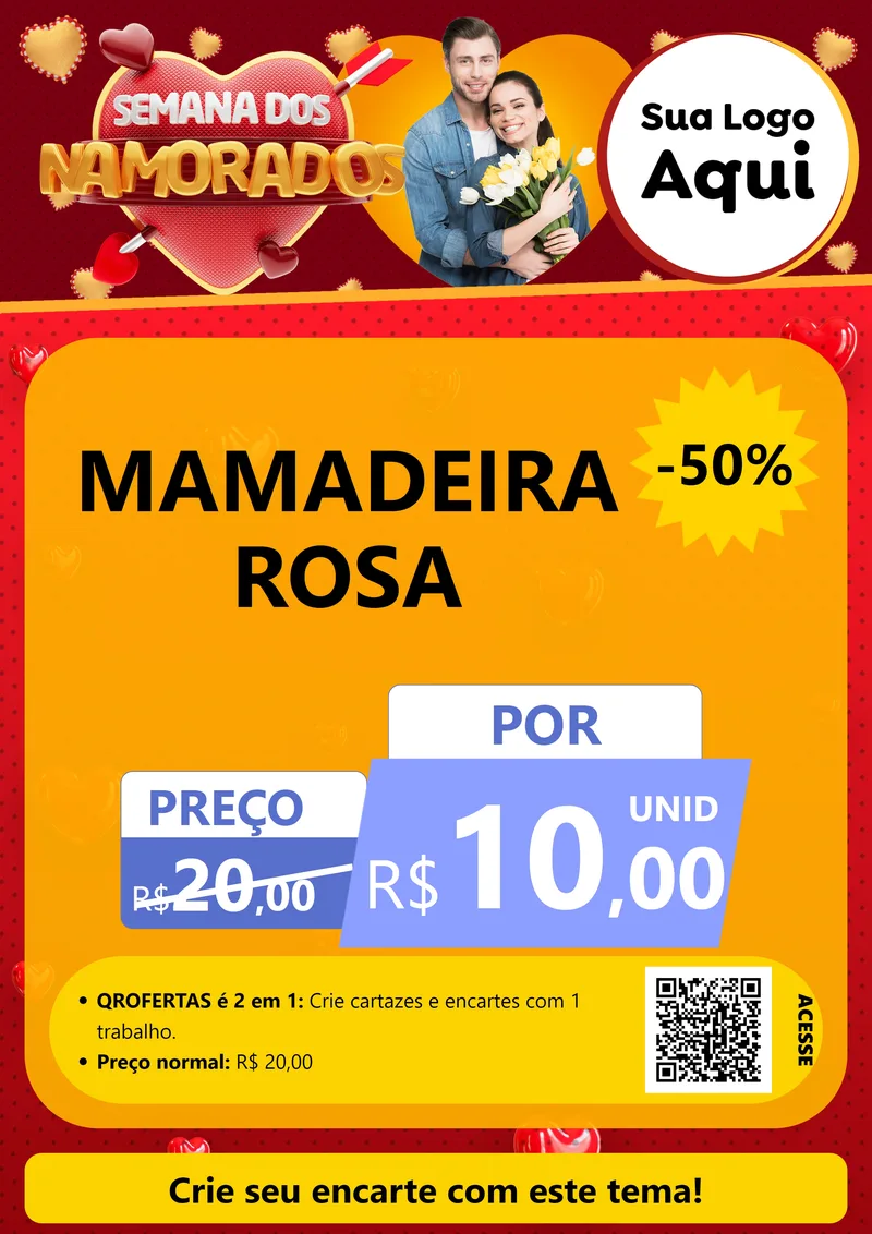 Modelo de Cartaz para Cartaz A4 Vertical com o tema Semana dos Namorados para Bebês
