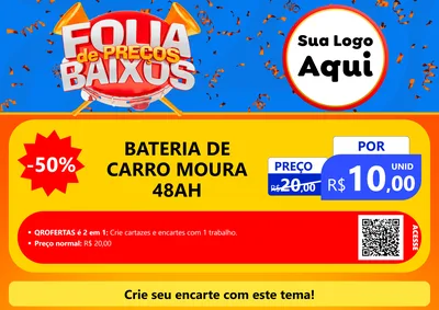 Modelo de Cartaz para Cartaz A4 Horizontal com o tema Folia de Preços Baixos para Baterias Elétricas