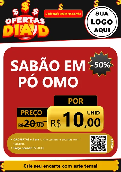 Modelo de Cartaz para Cartaz A4 Vertical com o tema Ofertas Dia D para Produtos de Limpeza