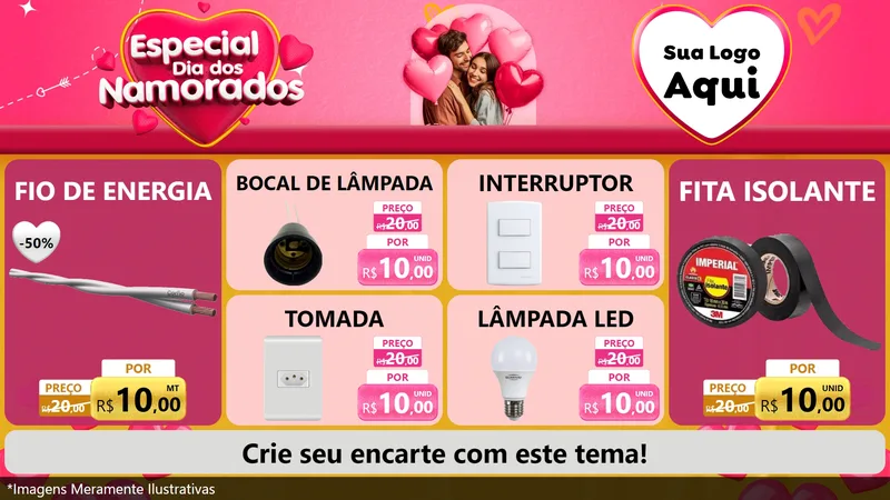 Modelo de TV para TV Horizontal com o tema Especial Dia dos Namorados para Materiais Elétricos