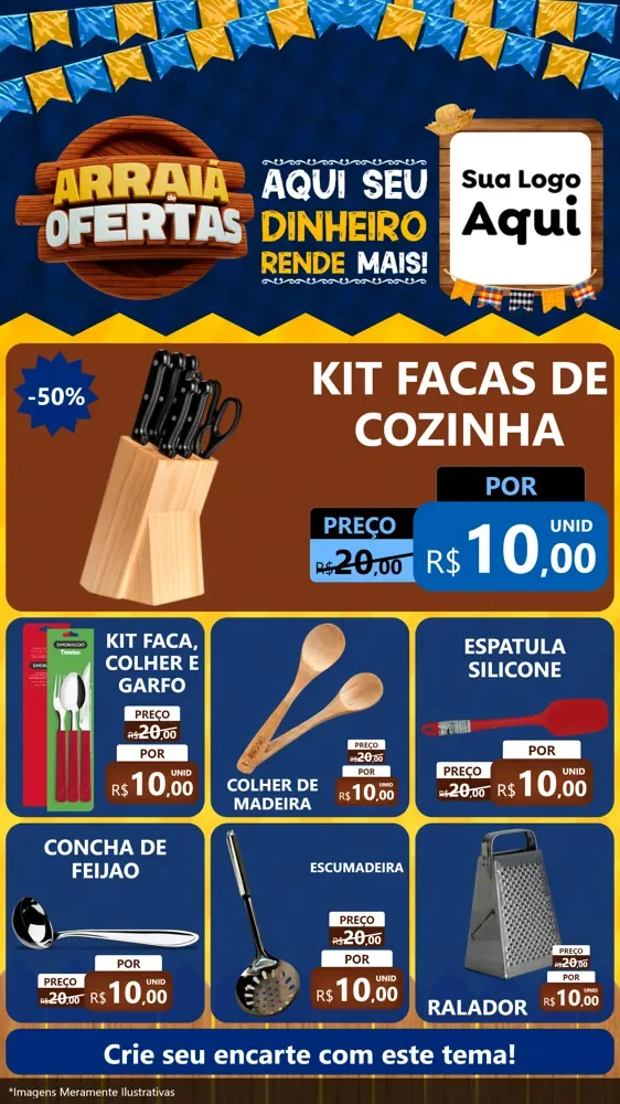 Modelo de Rede Social para Stories com o tema Arraiá de Ofertas - Junina para Utilidades Domésticas