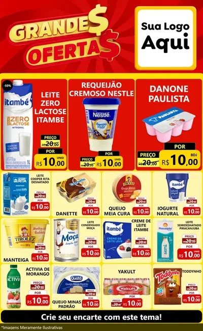 Modelo de Encarte para Encarte Grande com o tema Grandes Ofertas para Frios e Laticínios