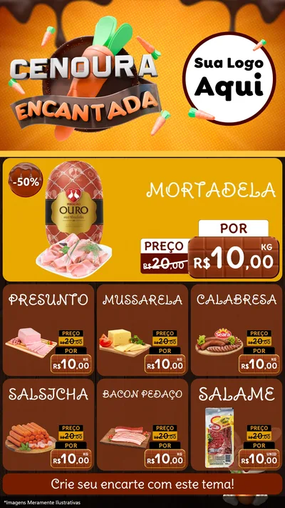 Modelo de Rede Social para Stories com o tema Cenoura Encantada - Páscoa para Frios e Laticínios