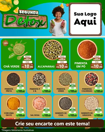 Modelo de Rede Social para Feed Instagram com o tema Segunda Detox para Produtos Naturais