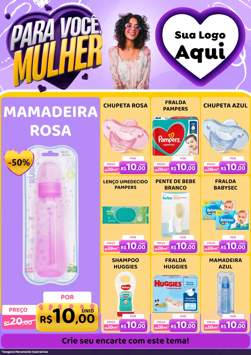 Modelo de Encarte para Encarte A4 Vertical com o tema Para Você, Mulher para Bebês