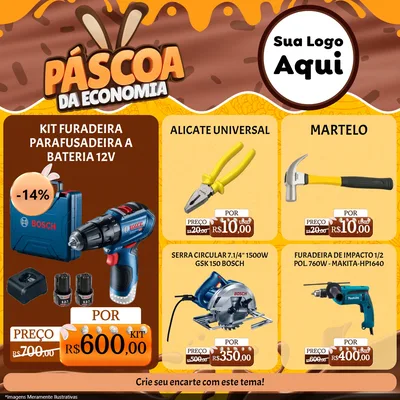 Modelo de Rede Social para Feed Facebook com o tema Páscoa da Economia para Maquinas e Ferramentas