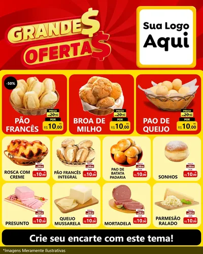 Modelo de Rede Social para Feed Instagram com o tema Grandes Ofertas para Padaria