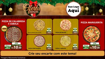 Modelo de TV para TV Horizontal com o tema Ofertas Natalina para Pizzaria