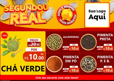Modelo de Encarte para Encarte A4 Horizontal com o tema Segundou do Real para Produtos Naturais