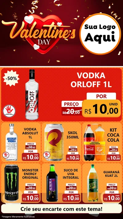 Modelo de Rede Social para Stories com o tema Valentine's Day para Distribuidora de bebidas