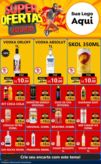 Modelo de Encarte para Encarte Grande com o tema Super Ofertas Julho para Distribuidora de bebidas