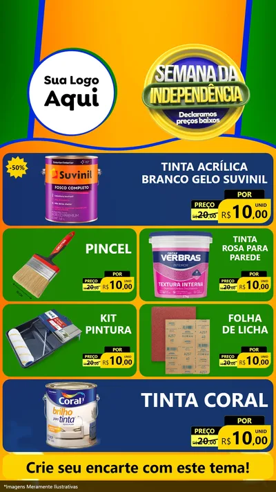 Modelo de TV para TV Vertical com o tema Semana da Independência Declaramos Preços Baixos para Tintas e Ferramentas
