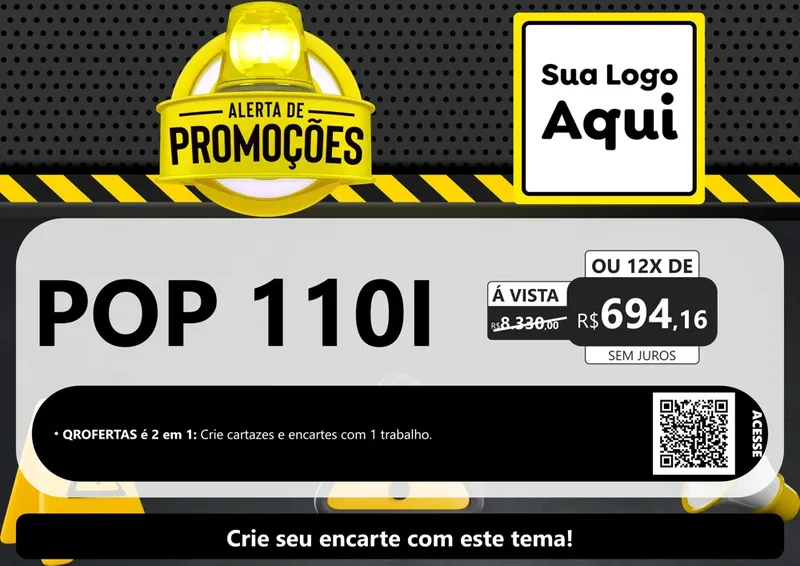 Modelo de Cartaz para Cartaz A4 Horizontal com o tema Alerta de Promoções para Concessionaria de Motos