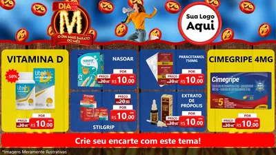 Modelo de TV para TV Horizontal com o tema Dia M - O Dia Mais Barato Do Mês para Farmácia