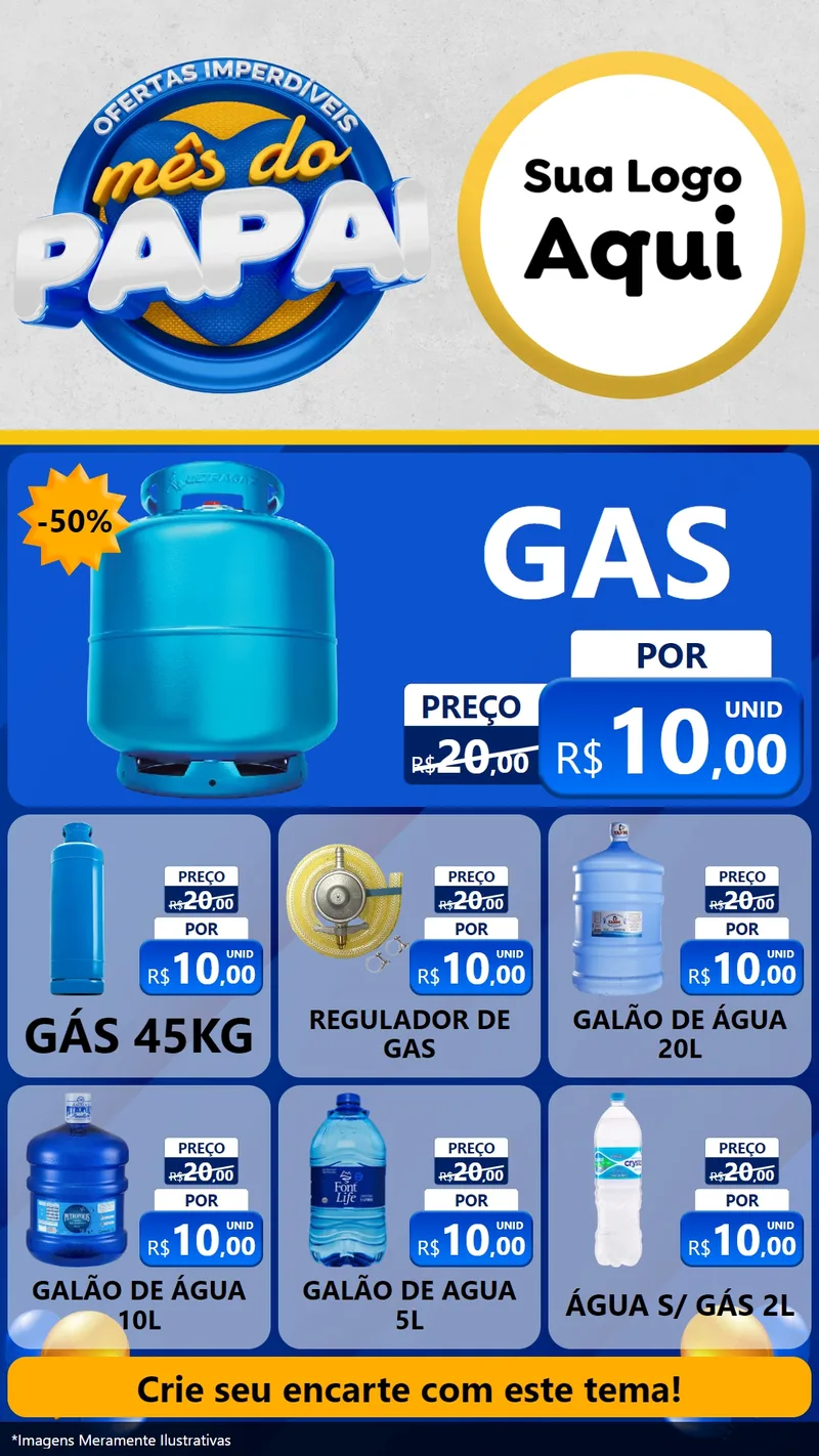 Modelo de Rede Social para Stories com o tema Ofertas Imperdíveis Mês Do Papai para Água e gás