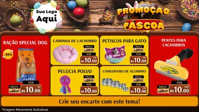 Modelo de TV para TV Horizontal com o tema Promoção Páscoa para Pet Shop