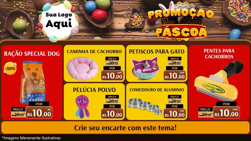 Modelo de TV para TV Horizontal com o tema Promoção Páscoa para Pet Shop
