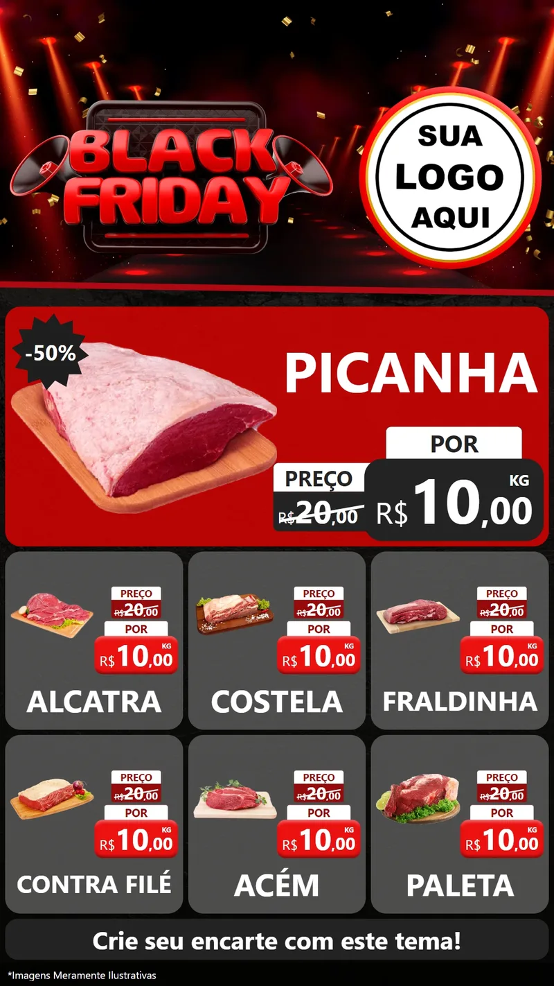 Modelo de Rede Social para Stories com o tema Black Friday para Açougue