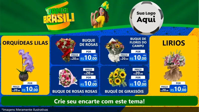 Modelo de TV para TV Horizontal com o tema Vamos Brasil - Copa para Floricultura e jardim