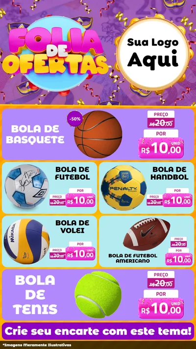 Modelo de TV para TV Vertical com o tema Folia de Ofertas para Artigos Esportivos