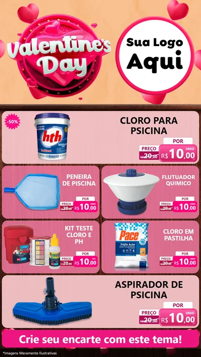 Modelo de TV para TV Vertical com o tema Valentine's Day para Produtos para Piscina