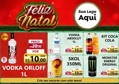 Modelo de Encarte para Encarte A4 Horizontal com o tema Feliz Natal para Distribuidora de bebidas