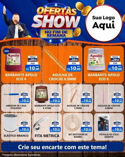 Modelo de Rede Social para Feed Instagram com o tema Ofertas Show No Fim De Semana para Armarinho e Aviamentos