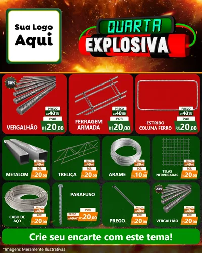 Modelo de Rede Social para Feed Instagram com o tema Quarta Explosiva para Ferragens