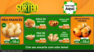 Modelo de TV para TV Horizontal com o tema Super Sorteio para Padaria