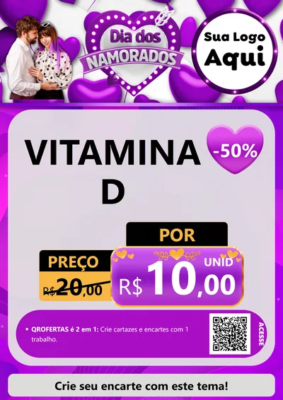 Modelo de Cartaz para Cartaz A4 Vertical com o tema Dia dos Namorados para Farmácia