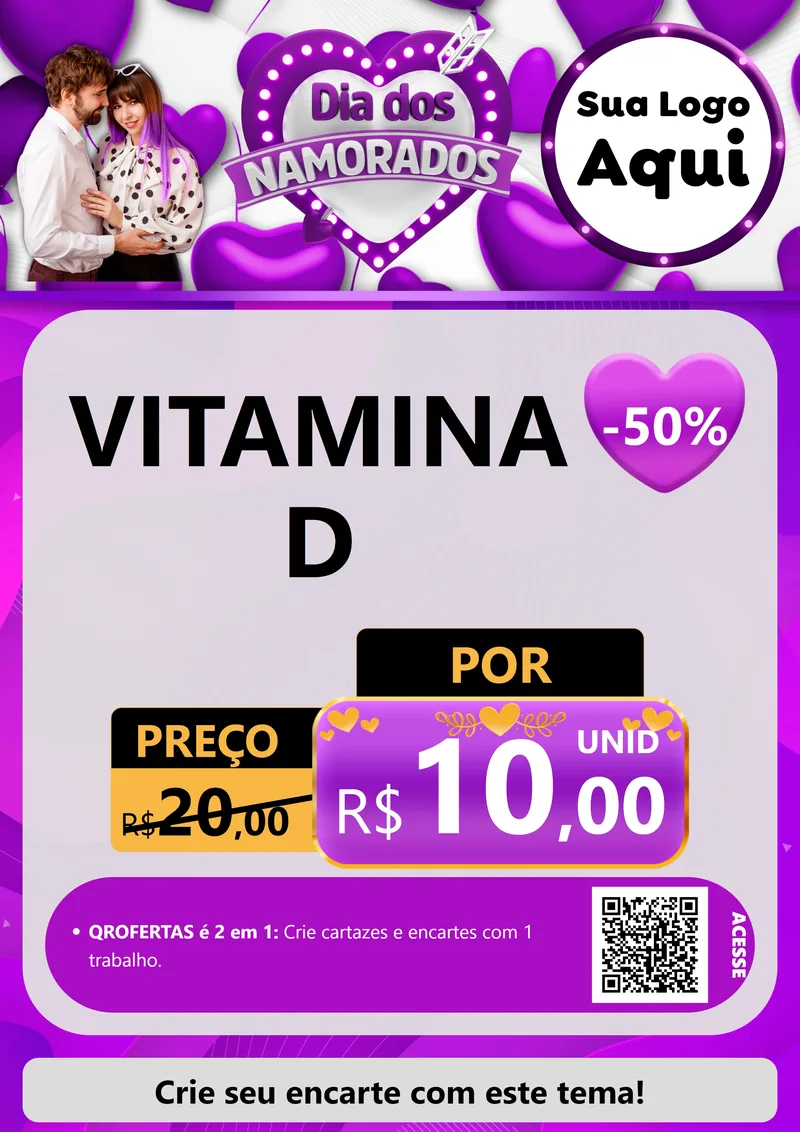 Modelo de Cartaz para Cartaz A4 Vertical com o tema Dia dos Namorados para Farmácia