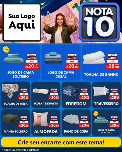 Modelo de Rede Social para Feed Instagram com o tema Nota 10 para Cama, Mesa e Banho
