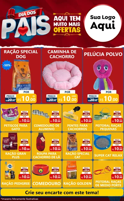 Modelo de Encarte para Encarte Grande com o tema Dia dos Pais para Pet Shop