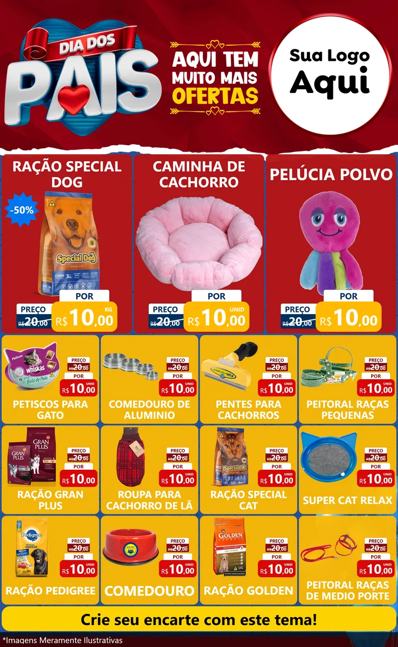 Modelo de Encarte para Encarte Grande com o tema Dia dos Pais para Pet Shop
