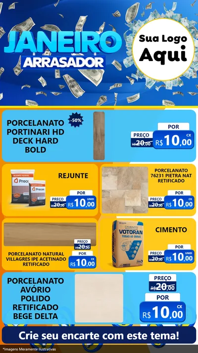 Modelo de TV para TV Vertical com o tema Janeiro Arrasador para Pisos e revestimentos